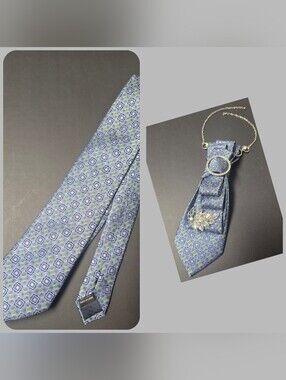 Cape Cod Neckwear Blue Silk Tie with Textured Pattern (Jewelry Is Not Included)